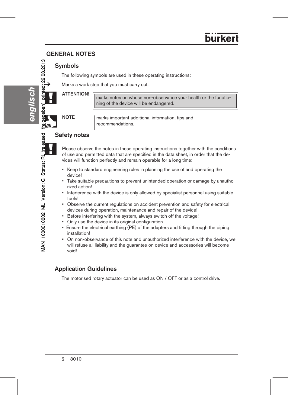 Englisch | Burkert Type 3010 User Manual | Page 4 / 34