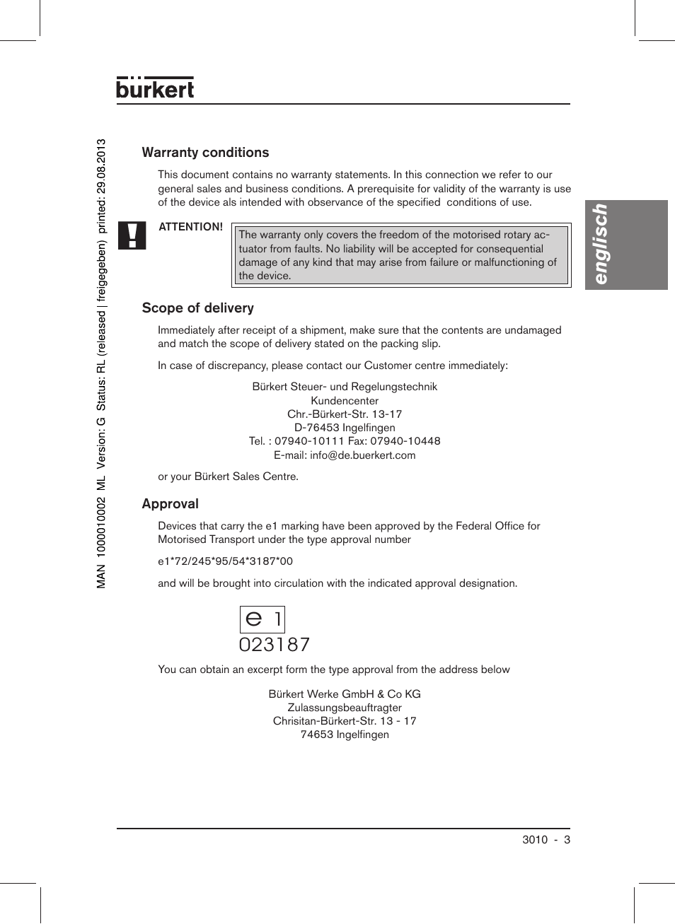 Englisch | Burkert Type 3010 User Manual | Page 5 / 34