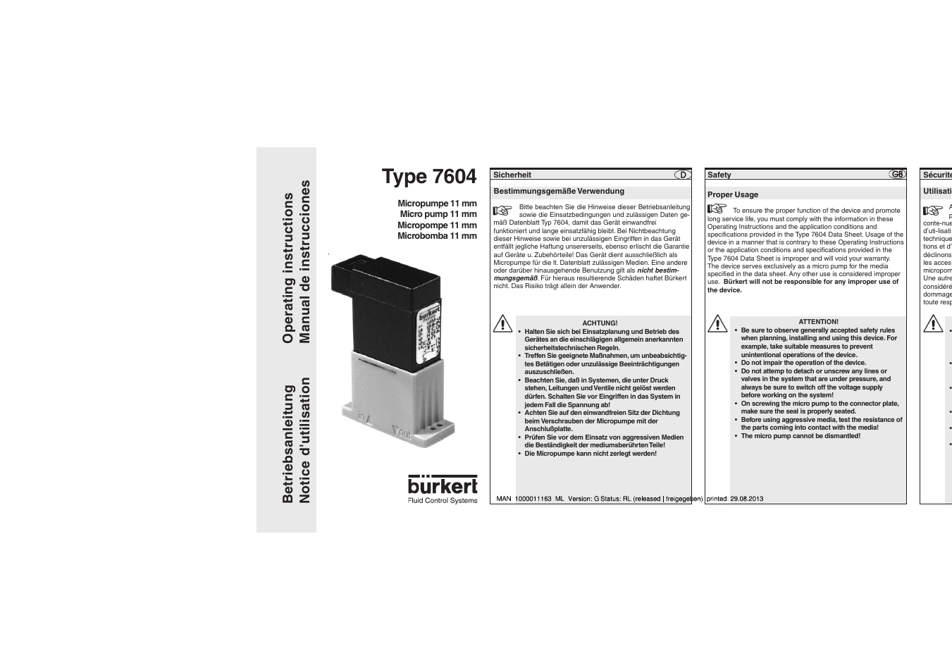 Burkert Type 7604 User Manual | 6 pages
