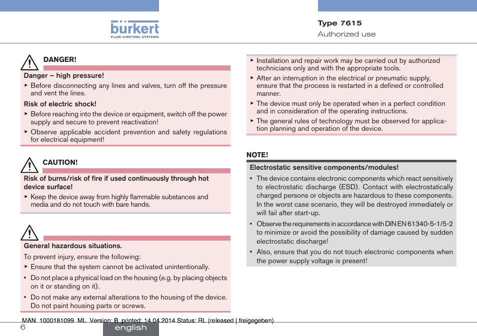 Burkert Type 7615 User Manual | Page 6 / 40