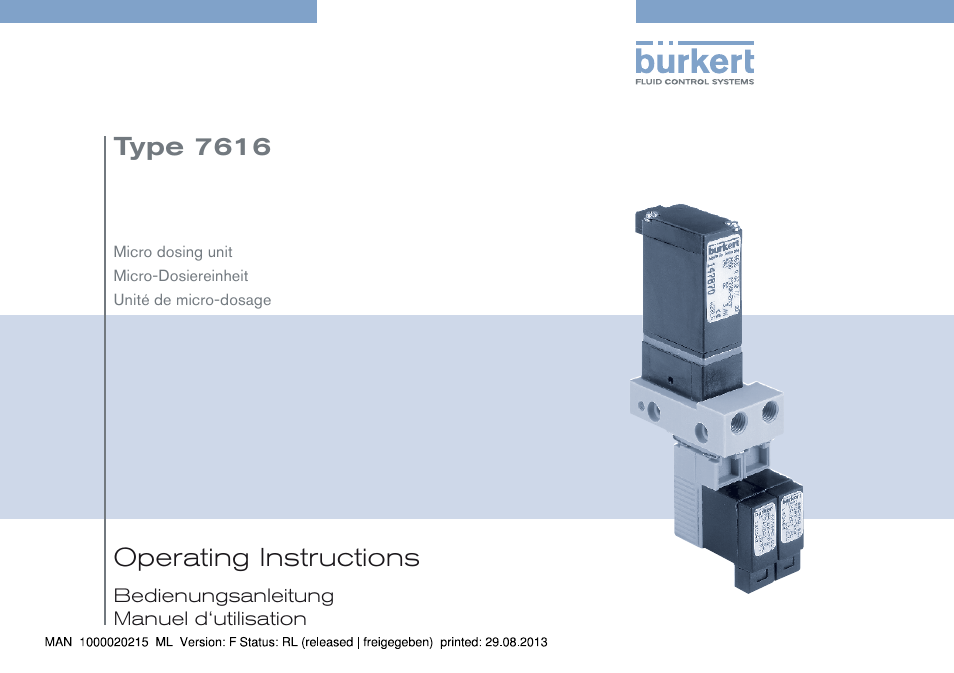 Burkert Type 7616 User Manual | 62 pages