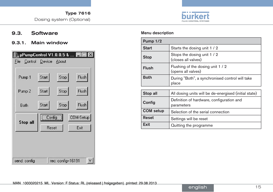 Software | Burkert Type 7616 User Manual | Page 15 / 62