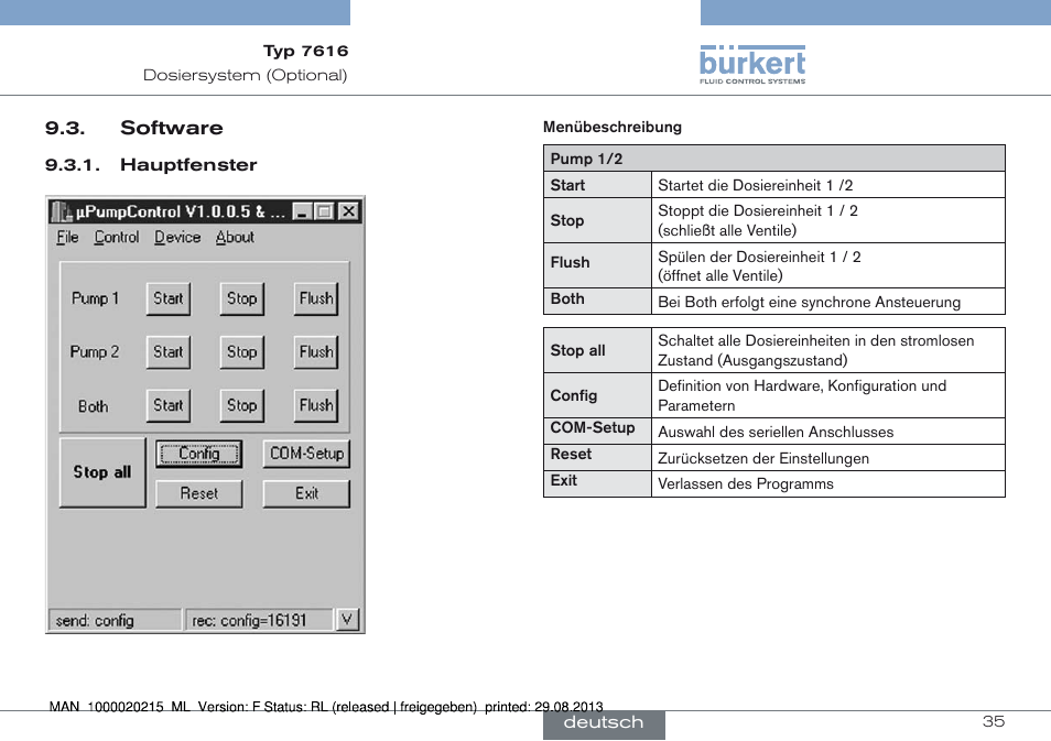 Software | Burkert Type 7616 User Manual | Page 35 / 62