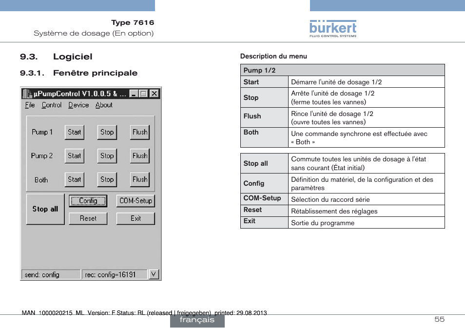 Logiciel | Burkert Type 7616 User Manual | Page 55 / 62