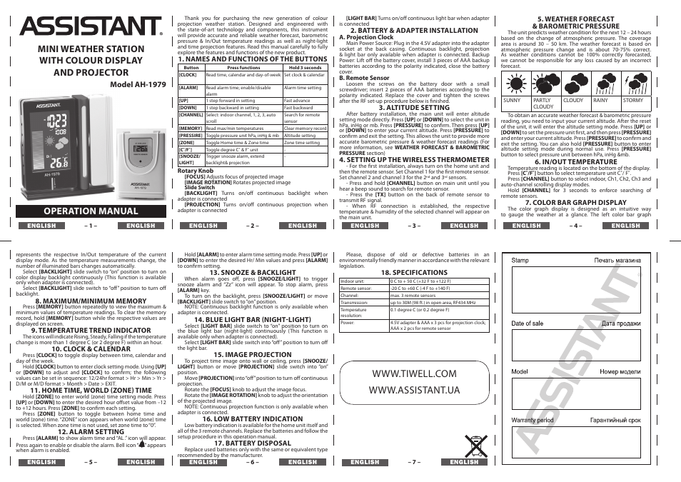 ASSISTANT AH-1979 User Manual | 4 pages