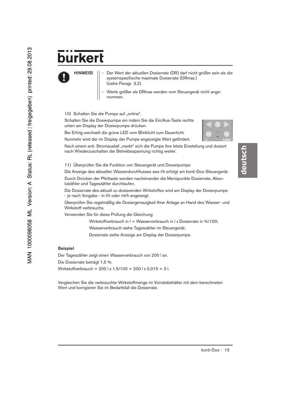 Deutsch | Burkert Type 7880 User Manual | Page 15 / 60