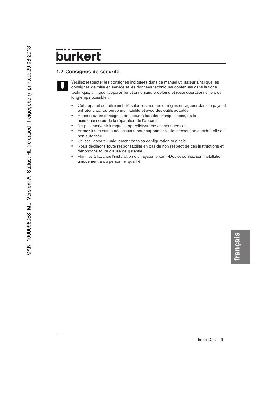 Français | Burkert Type 7880 User Manual | Page 43 / 60