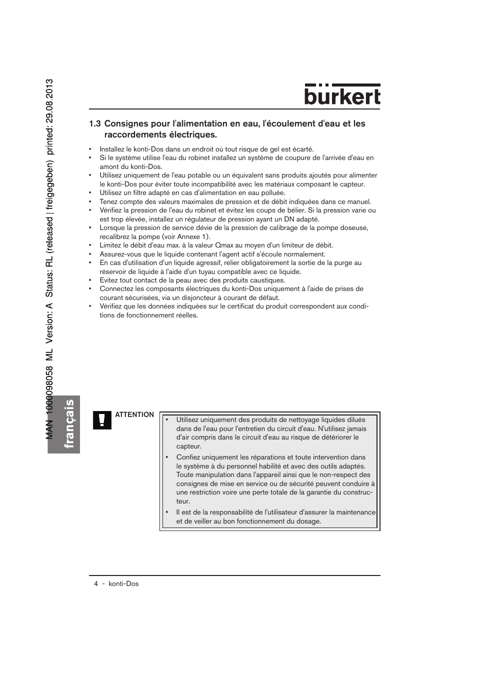 Français | Burkert Type 7880 User Manual | Page 44 / 60