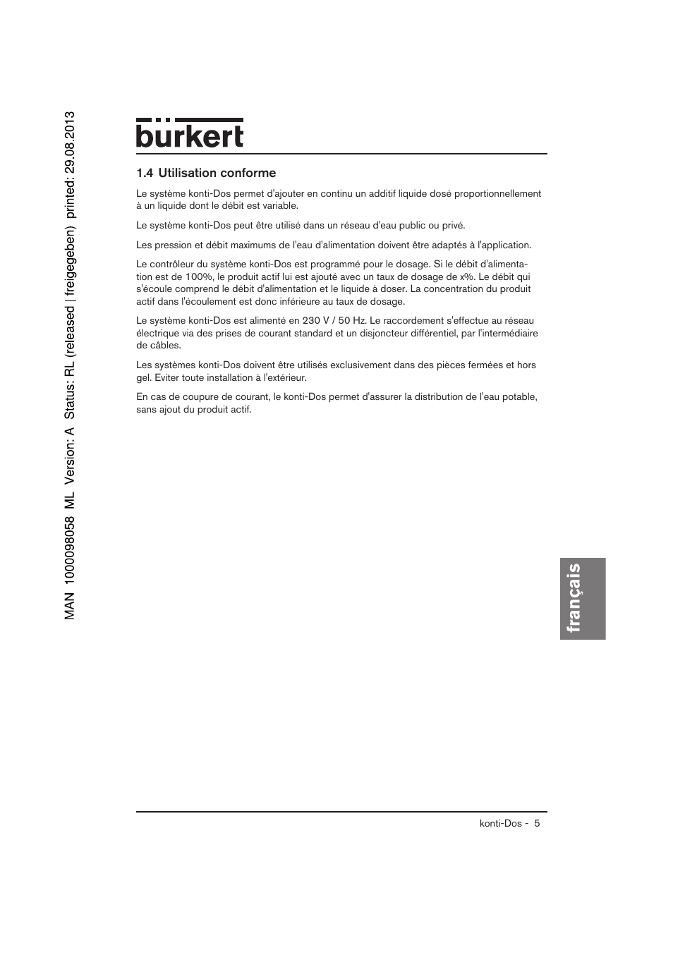 Français | Burkert Type 7880 User Manual | Page 45 / 60