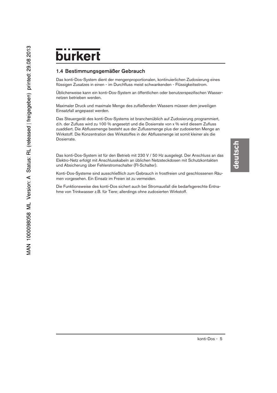 Deutsch | Burkert Type 7880 User Manual | Page 5 / 60
