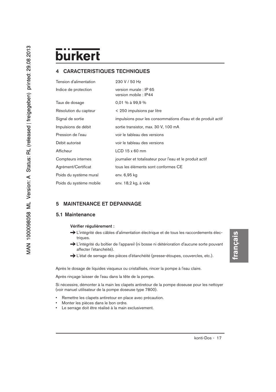 Français | Burkert Type 7880 User Manual | Page 57 / 60