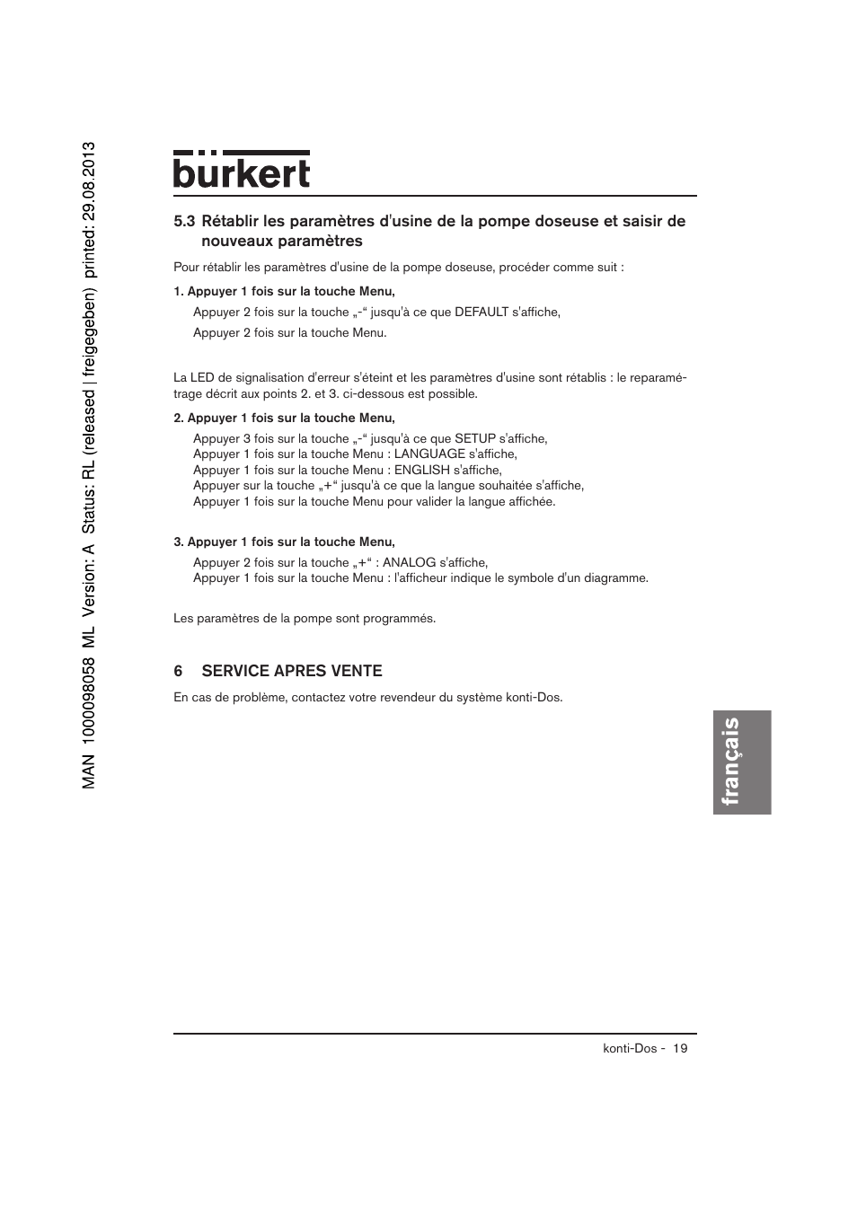 Français | Burkert Type 7880 User Manual | Page 59 / 60