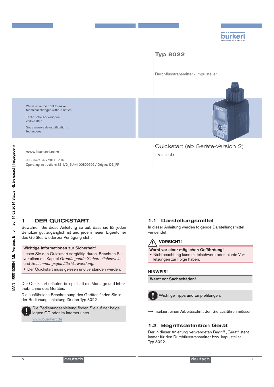 Typ 8022 | Burkert Type 8070 User Manual | Page 6 / 15
