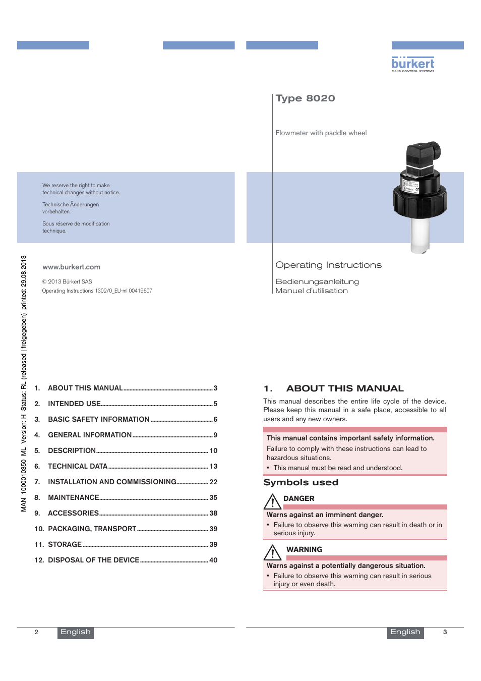Burkert Type 8020 User Manual | 33 pages