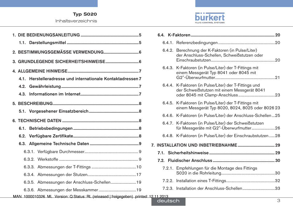 Deutsch | Burkert Type S020 User Manual | Page 45 / 130