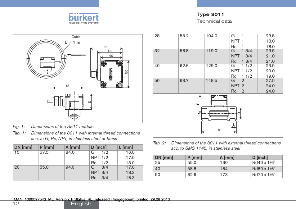 Burkert Type 8011 User Manual | Page 12 / 100
