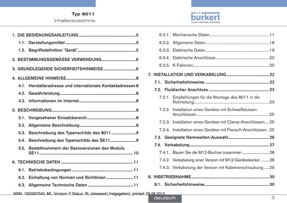 Bedienungsanleitung | Burkert Type 8011 User Manual | Page 35 / 100