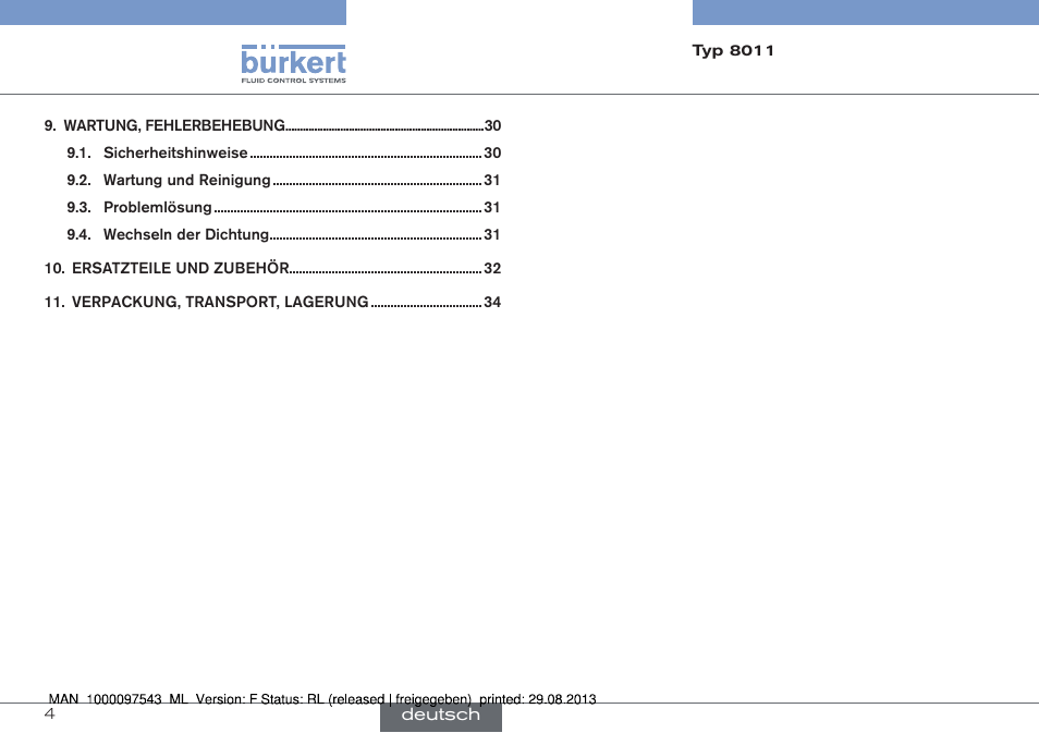 Burkert Type 8011 User Manual | Page 36 / 100