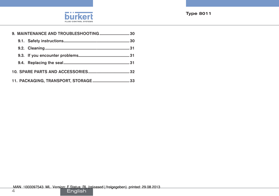 Burkert Type 8011 User Manual | Page 4 / 100
