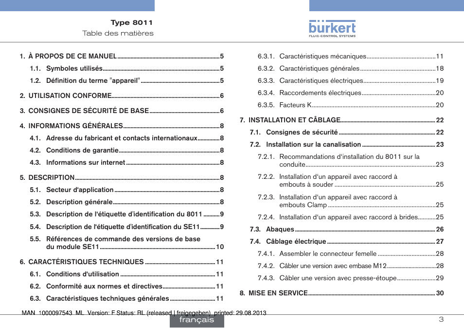 Manuel d'utilisation | Burkert Type 8011 User Manual | Page 67 / 100