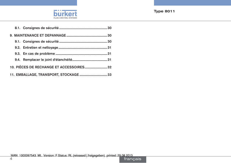 Burkert Type 8011 User Manual | Page 68 / 100