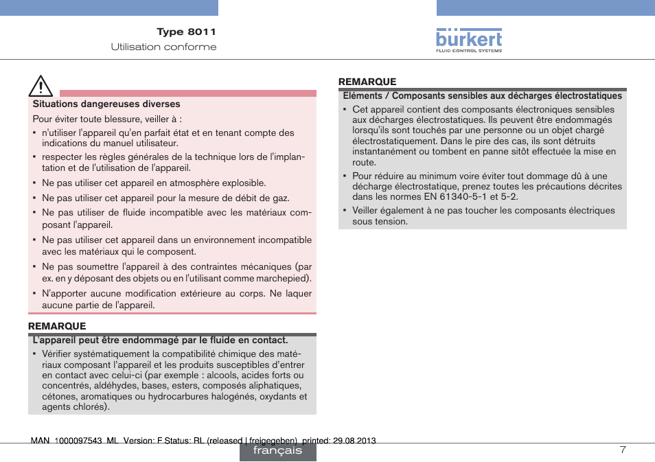 Burkert Type 8011 User Manual | Page 71 / 100