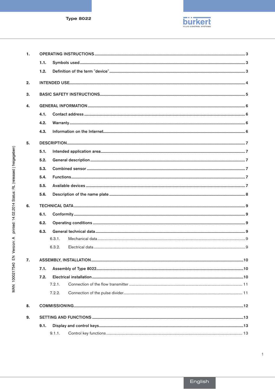 Ma8022_flowtransm_eu_en_2 | Burkert Type 8070 User Manual | Page 3 / 26