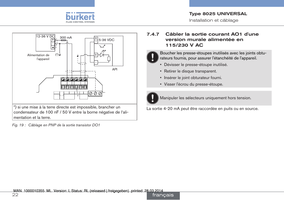 Français | Burkert Type 8025 User Manual | Page 110 / 134