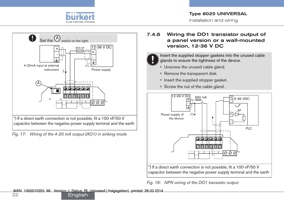 English, Set▶the | Burkert Type 8025 User Manual | Page 22 / 134