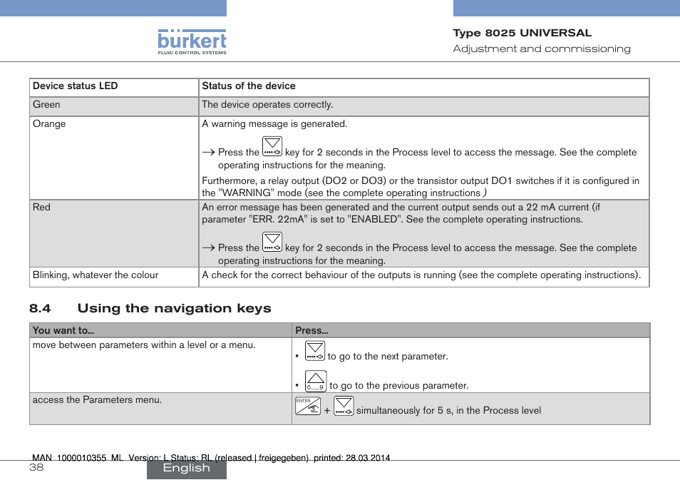 Burkert Type 8025 User Manual | Page 38 / 134