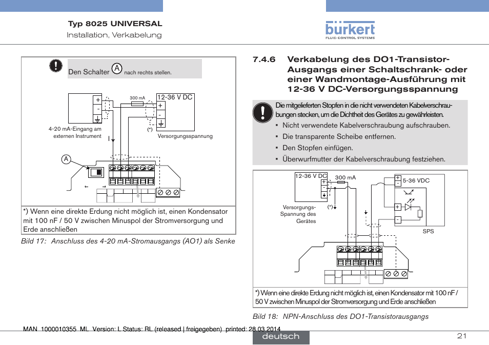 Deutsch, Den▶schalter | Burkert Type 8025 User Manual | Page 65 / 134