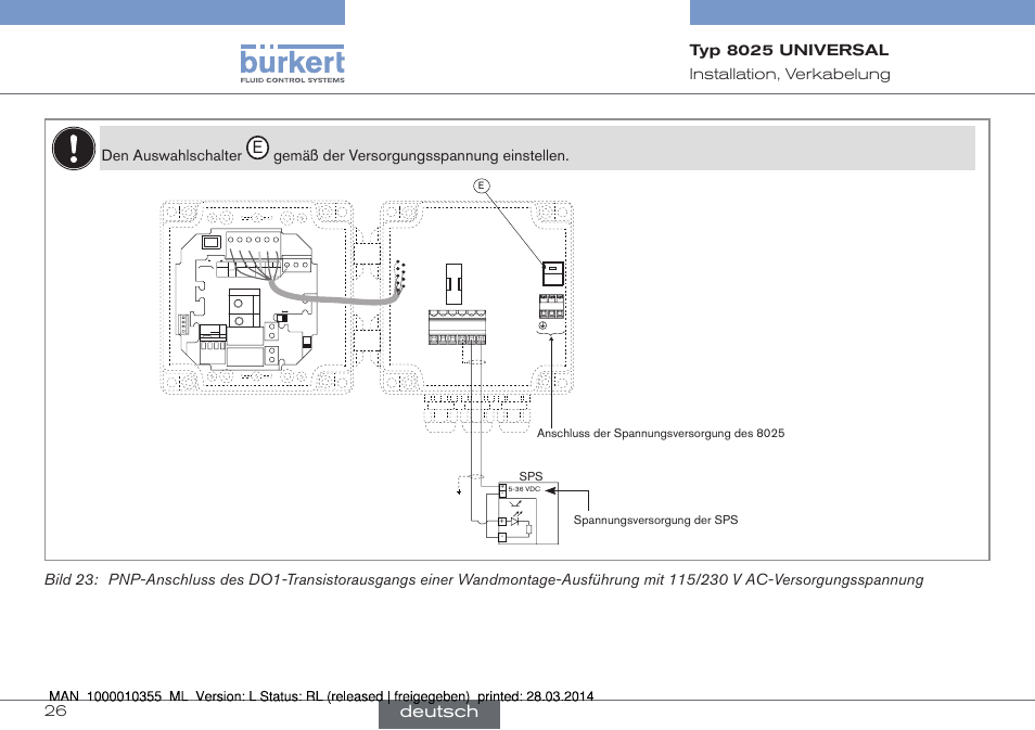 Deutsch, Gemäß▶der▶versorgungsspannung▶einstellen, T250 ma | Burkert Type 8025 User Manual | Page 70 / 134