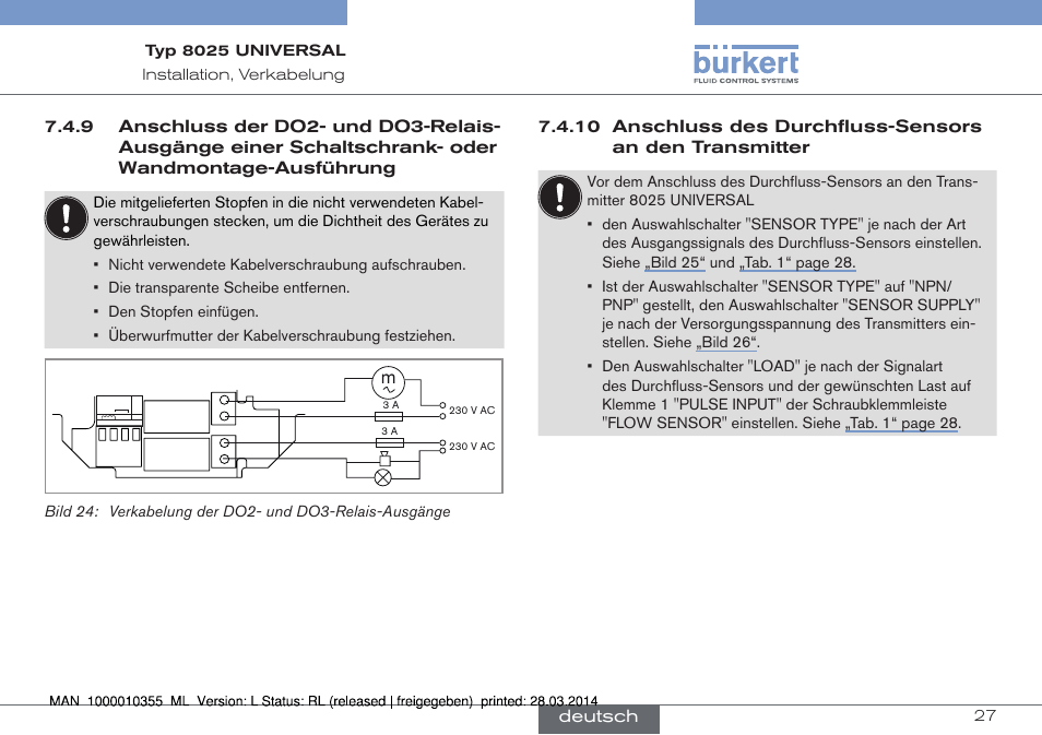 Deutsch | Burkert Type 8025 User Manual | Page 71 / 134