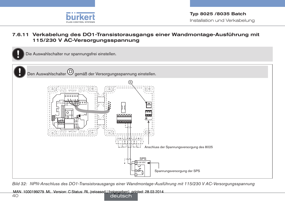 Deutsch, Gemäß▶der▶versorgungsspannung▶einstellen, Current source sink | Burkert Type 8035 User Manual | Page 100 / 176