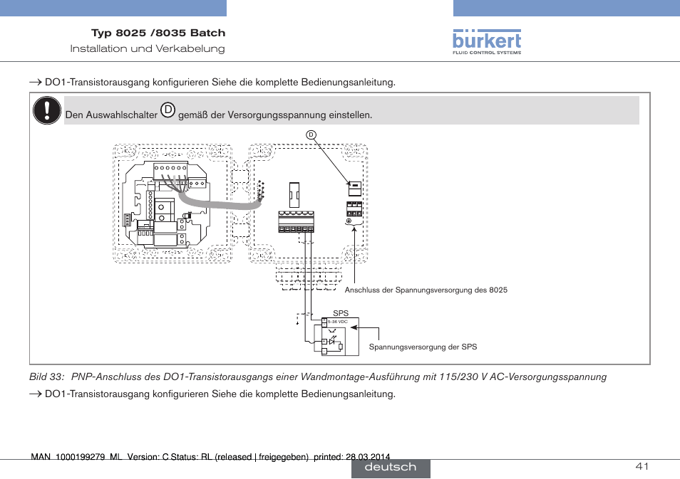 Deutsch, Gemäß▶der▶versorgungsspannung▶einstellen, Current source sink | Burkert Type 8035 User Manual | Page 101 / 176