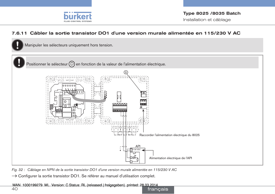 Français, Current source sink | Burkert Type 8035 User Manual | Page 158 / 176