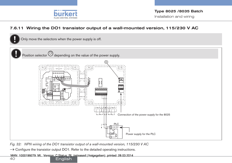 English, Depending▶on▶the▶value▶of▶the▶power▶supply, Current source sink | Burkert Type 8035 User Manual | Page 42 / 176