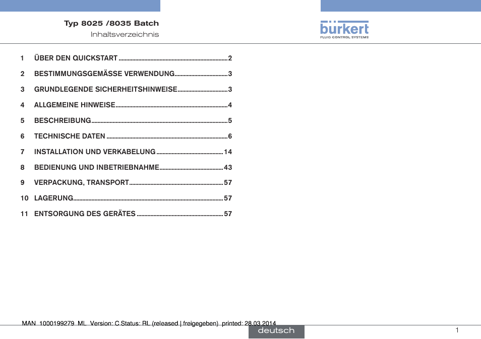 Deutsch | Burkert Type 8035 User Manual | Page 61 / 176