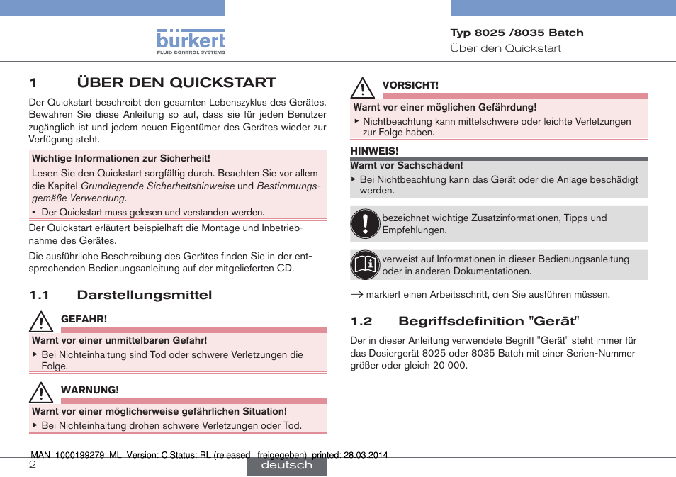 1 über den quickstart, 1über den quickstart | Burkert Type 8035 User Manual | Page 62 / 176