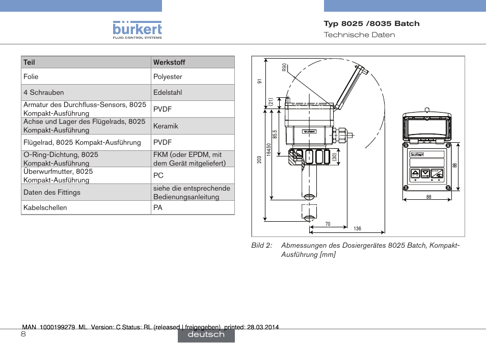 Deutsch | Burkert Type 8035 User Manual | Page 68 / 176