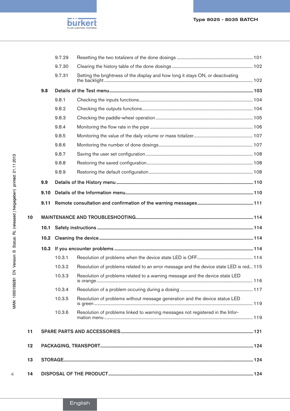 Burkert Type 8035 User Manual | Page 6 / 130