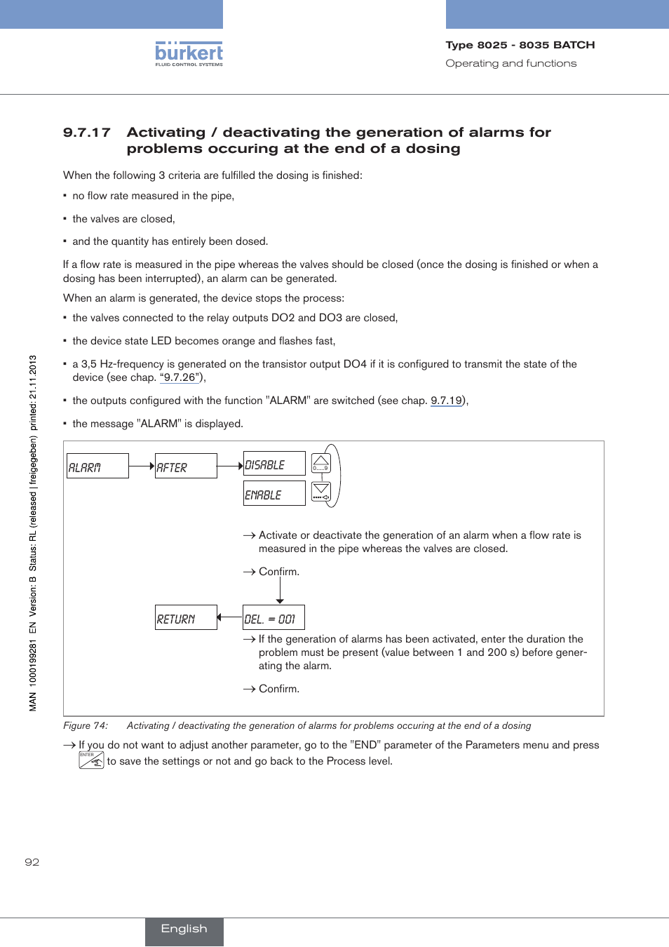 End of a dosing | Burkert Type 8035 User Manual | Page 94 / 130