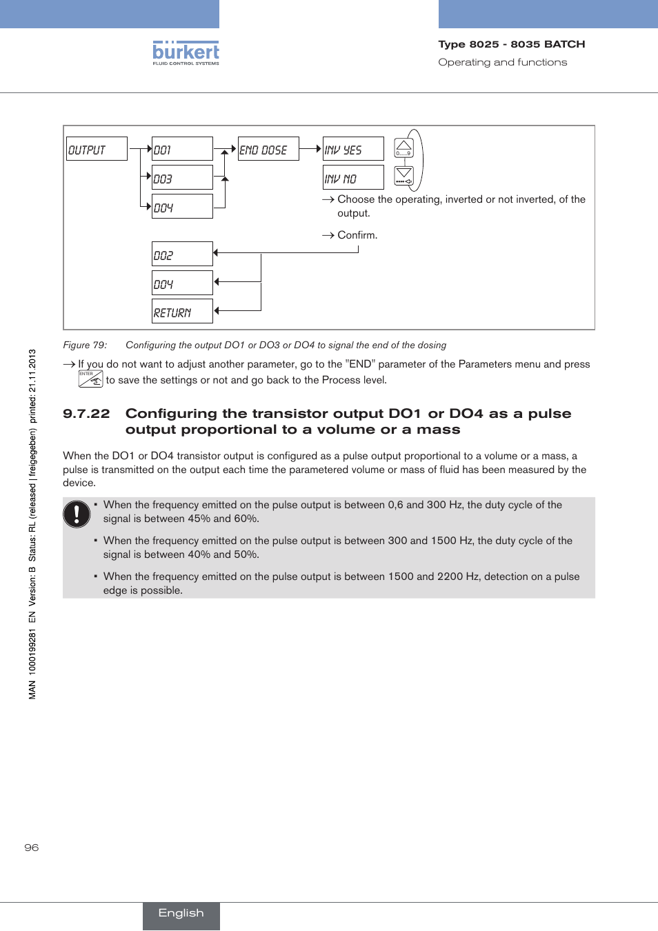 To a volume or a mass | Burkert Type 8035 User Manual | Page 98 / 130