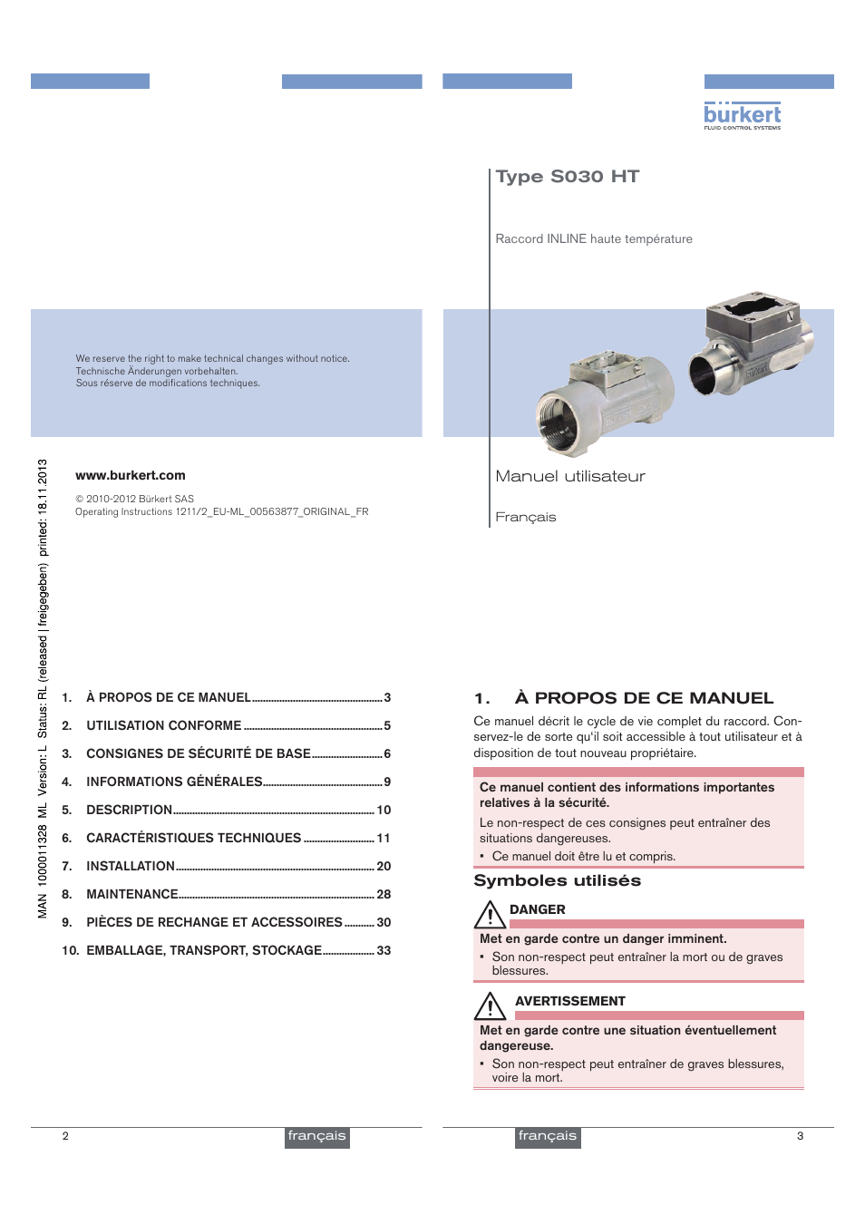 Type s030 ht | Burkert Type S030 User Manual | Page 19 / 27