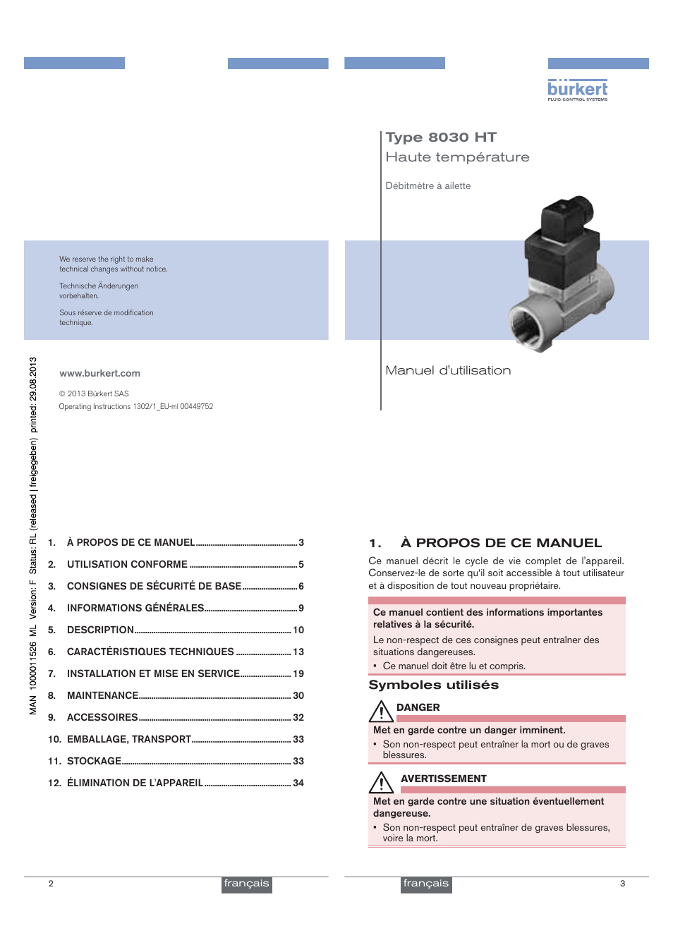 Type 8030 ht haute température | Burkert Type 8030 User Manual | Page 19 / 27