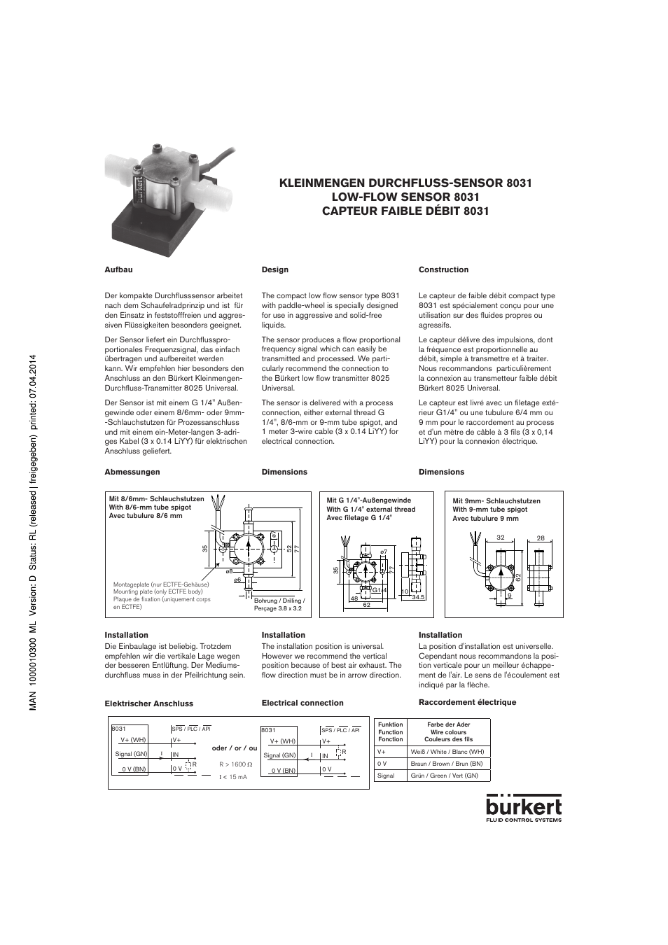 Burkert Type 8031 User Manual | 2 pages