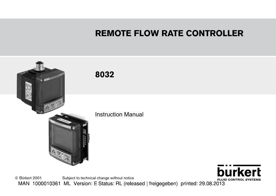 Burkert Type 8032 User Manual | 112 pages