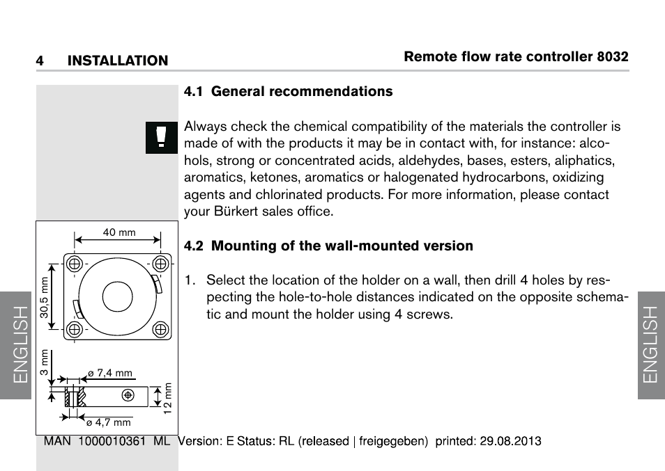 English | Burkert Type 8032 User Manual | Page 12 / 112