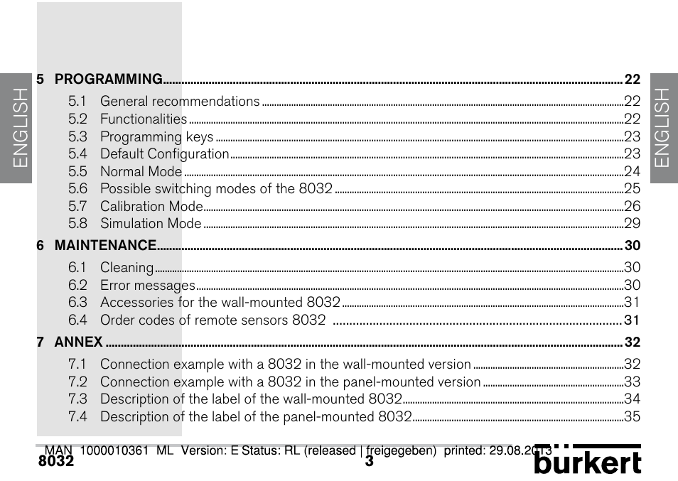 English | Burkert Type 8032 User Manual | Page 3 / 112