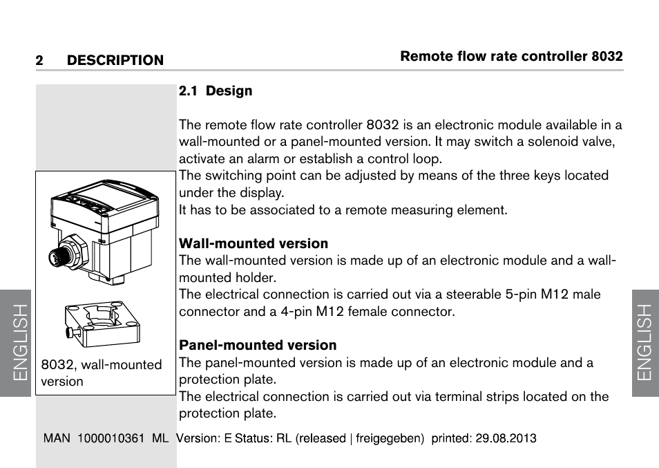 1 design, English | Burkert Type 8032 User Manual | Page 6 / 112